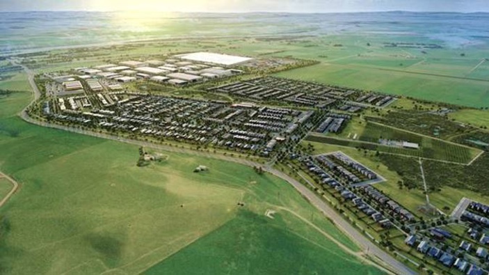 The 176ha site, 5km north of Huntly, would include 1100 new homes over the next 10 years, while boosting manufacturing space from 30,000sqm to 100,000sqm. (Image / Supplied)