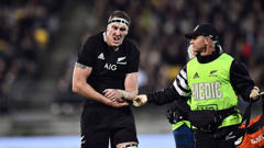Brodie Retallick of the All Blacks suffers a dislocated shoulder during the 2019 Rugby Championship Test Match between New Zealand and South Africa. (Photo / NZ Herald)
