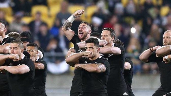 The All Blacks perform the haka before the test against the Springboks. Photo / Getty