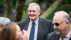 Sir Brian Lochore attends the funeral of Sir John Graham  7 August 2017. (Photo / NZ Herald)