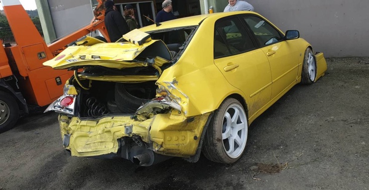 One of the cars damaged in the road roller attack. (Photo / Supplied)