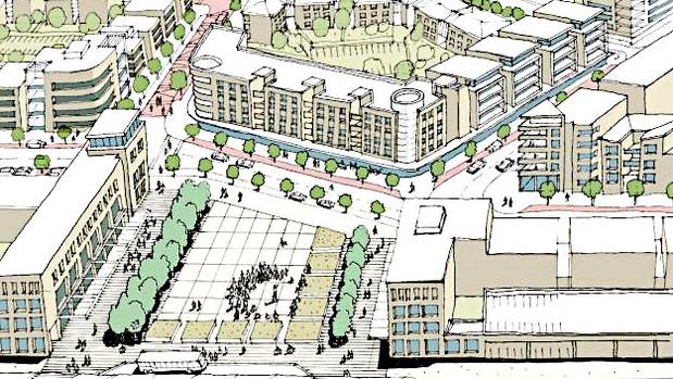 Indicative plans for a new town centre at Drury. (Drawing / Auckland Council)