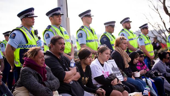 Police are being called on to reduce their numbers at the "peaceful" occupation at Ihumātao. (Photo / Dean Purcell)