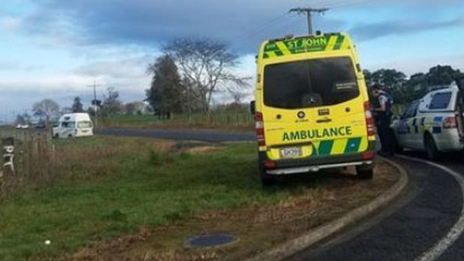 Police have blocked off a road in rural Waikato near Gordonton. Photo / Number 8 Network