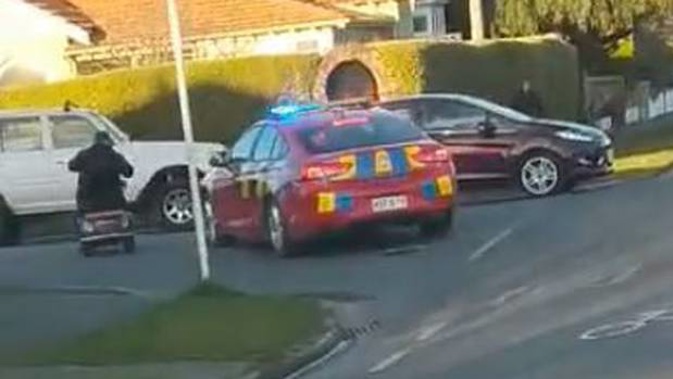 The police pursuit of a person on a mobility scooter was captured on video.