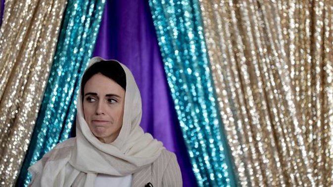 Prime Minister Jacinda Ardern donned a hijab at the Islamic Women's Council national conference. Photo / Michael Craig