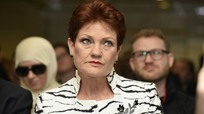 Footage shows that Pauline Hanson got stuck. (Photo / Getty)