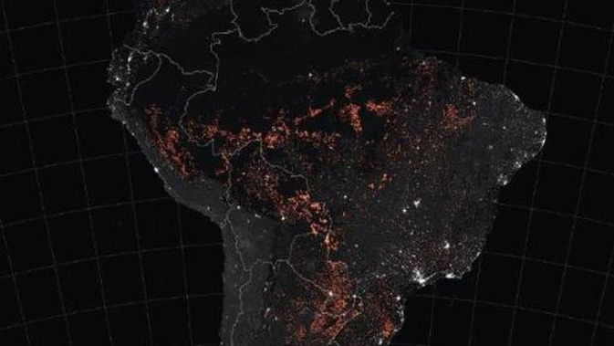 Smoke and flames from the raging fire can been seen in images captured from space. (Photo / Supplied)