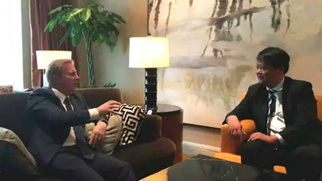 Todd McClay, left, and Lang Lin, right, at their July 2016 meeting in Beijing on the sideline of the G20 trade ministers' meetings.