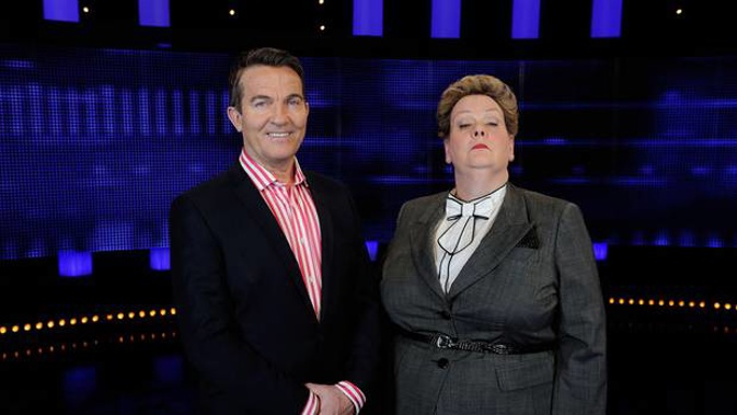 The Chase UK host Bradley Walsh, left, and Anne Hegerty, one of the chasers on the quiz show. Photo / Supplied