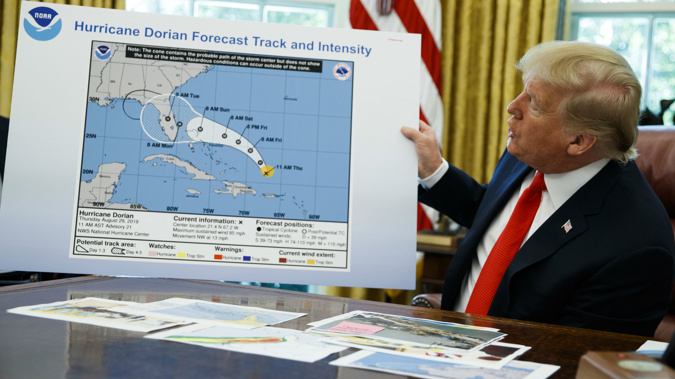 Trump used a map that was possibly doctored to back up his claim. (Photo / AP)