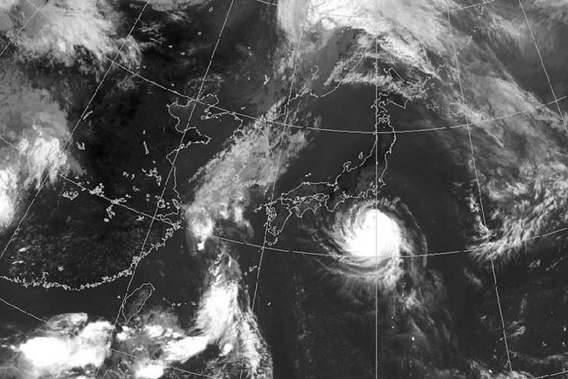 Satellite images show the typhoon moving towards Japan. 