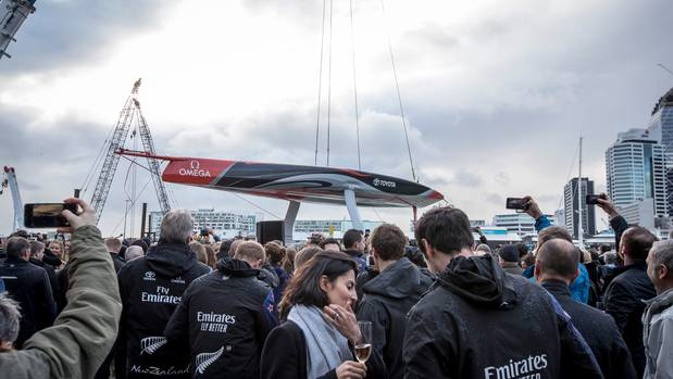 Emirates Team New Zealand launch the AC75. Photograph by Michael Craig