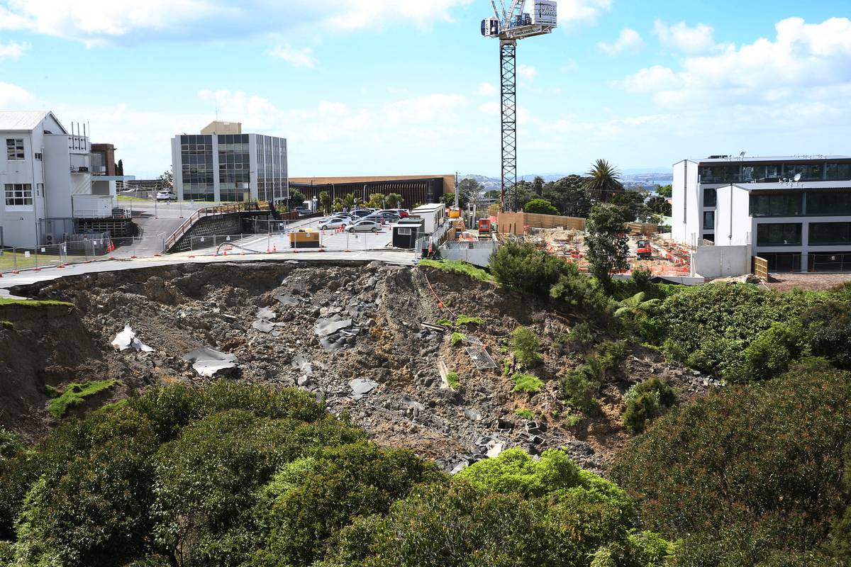 A Birkenhead shopping centre is set to return to normal two years after massive slips swept away its main carpark. (Photo / Supplied)