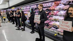 A group of vegan protesters stormed the St Lukes Countdown over the weekend. Photo / Supplied