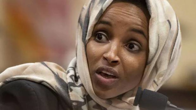 American congresswoman Ilhan Omar says her life is 'at risk' after Donald Trump tweeted a fake video of her. Photo / AP