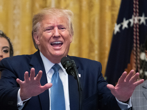 US President Donald Trump at the Young Black Leadership Summit 2019 in the East Room of the White House yesterday. He concedes the Democrats have the votes to impeach him. (Photo / AP)