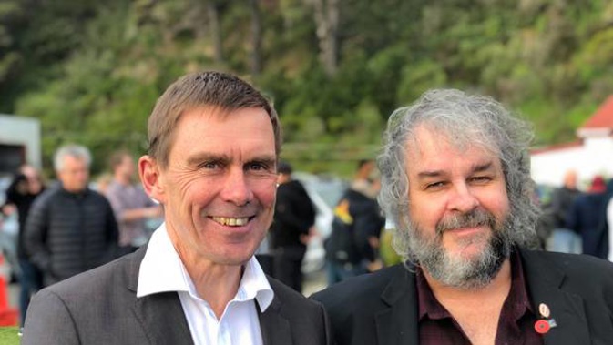 Wellington City Councillor Andy Foster (left) with Sir Peter Jackson. (Photo / New Zealand Herald)