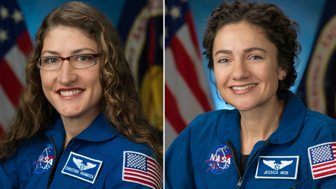 NASA astronauts Jessica Meir and Christina Koch conducted the first all-female spacewalk outside of the International Space Station. (Photos via CNN)