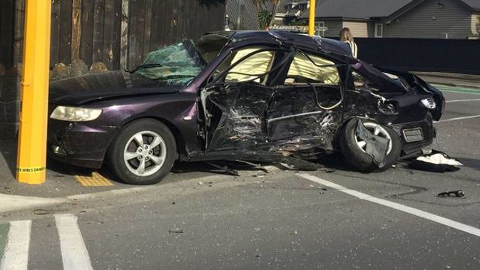 One of the vehicles came to a stop next to a traffic light. Photo / Rachel Das