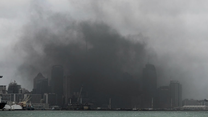 The fire can be seen from across the city. (Photo / NZ Herald)