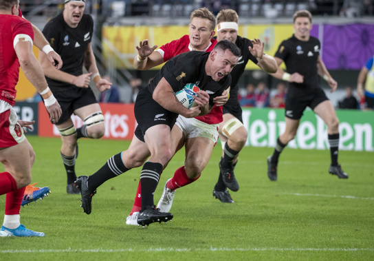 All Blacks centre Ryan Crotty scoring his try against Wales during the Rugby World Cup Bronze Final match. Photo / Mark Mitchell