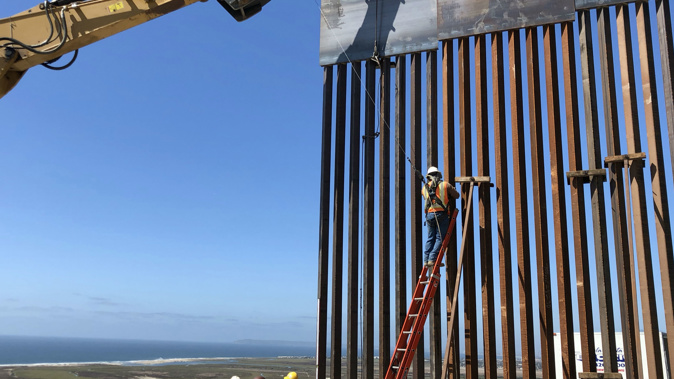 Sections of the border wall under construction. (Photo / Washington Post)
