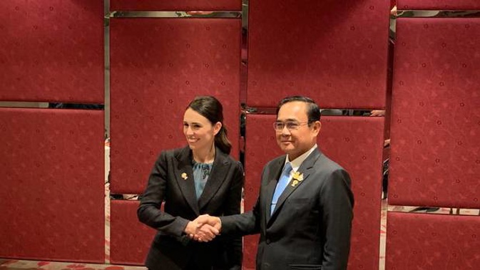 Prime Minister Jacinda Ardern with Thai Prime Minister Prayuth Chan-ocha. (Photo / Pool)