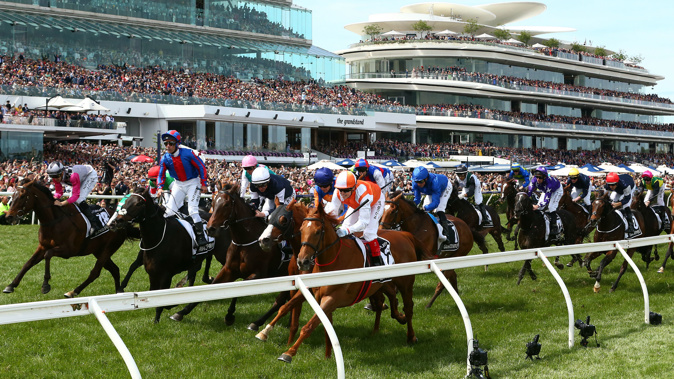 Vow and Declare leading the pack during the race. (Photo / Getty Images)