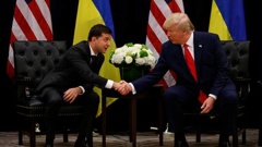 Donald Trump's phone call with Volodymyr Zelensky is at centre of impeachment inquiry. (Photo / AP)