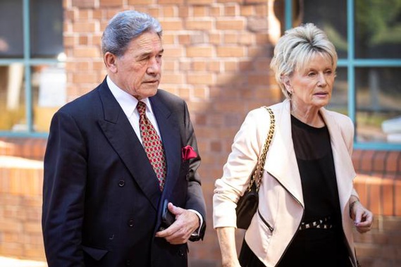 Deputy Prime Minister Winston Peters and his partner Jan Trotman at the Auckland High Court. (Photo / Jason Oxenham)