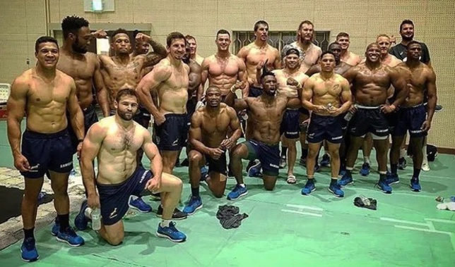 The South African World Cup team were dubbed the Buff Boks after this picture circulated on social media. (Photo / Twitter)