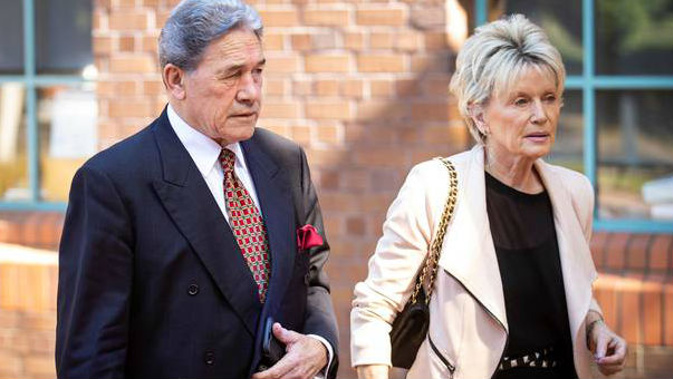 Deputy Prime Minister Winston Peters and his partner Jan Trotman arrive at the Auckland High Court. (Photo / Jason Oxenham)