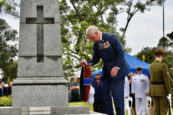 Prince Charles laying a wreath in Mt Roskill. )Photo / supplied)