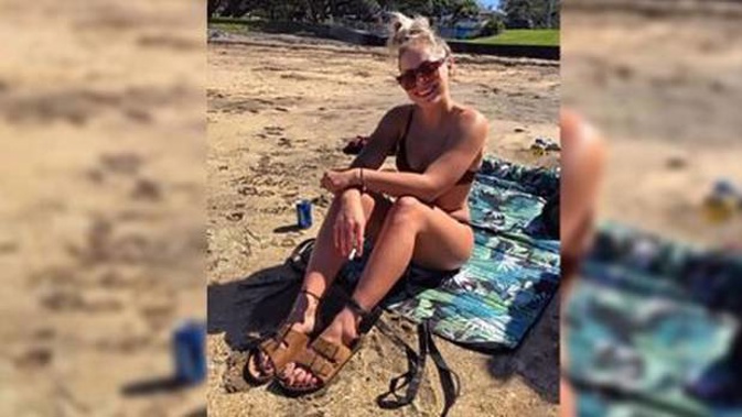Le Roux has caused upset by posing at the beach in a bikini - wearing her electronic ankle monitoring bracelet - while still serving her sentence. (Photo / Supplied)