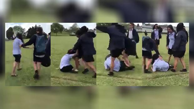 A sequence of stills from the video shows a girl being subject to a vicious attack. Photo / Supplied