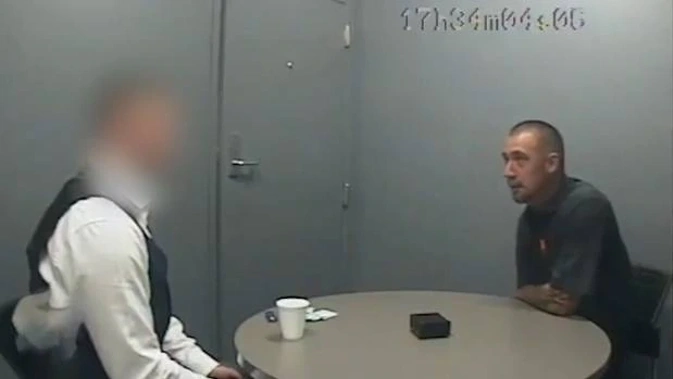 Still from police video of an interview with the accused in the Grace Millane murder trial shown to the jury. Photo / Supplied