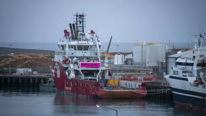 The Austrian oil company's support ship has been prevented from leaving the port of Timaru. (Photo / Supplied, Greenpeace)