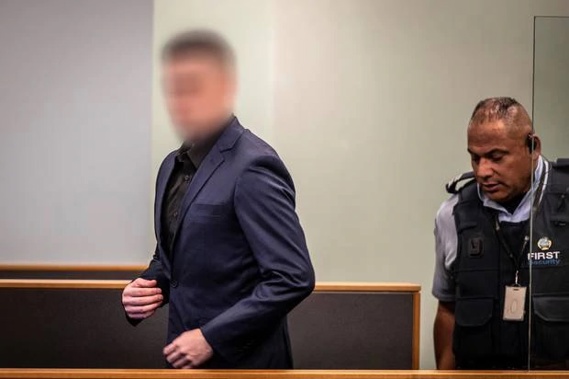 Grace Millane's killer at the trial. Photo / File.