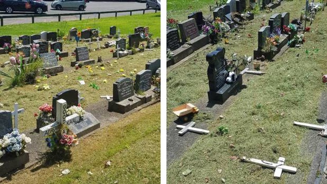 The Auckland Council have launched an investigation after a woman who visited Papakura Cemetery was upset to discover the children's burial site had been desecrated. (Photo / Korenna Buchanan)