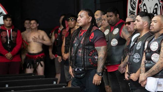 President of the Waikato Mongrel Mob Kingdom Chapter Sonny Fatupaito at a hui in Hamilton earlier this month. (Photo / Alan Gibson)