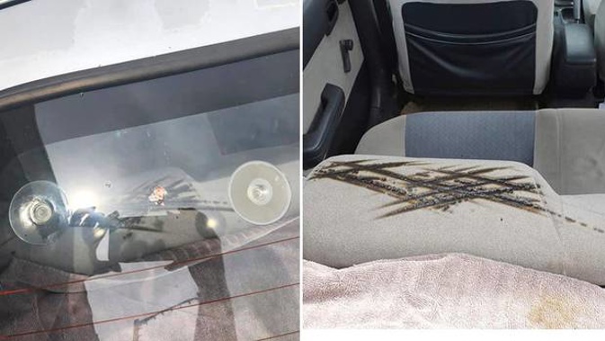 Upper Hutt woman Denise Whiteman is warning Kiwis to be cautious after she claims suction cups scorched the back of her husband's car seat. Photo / Denise Whiteman