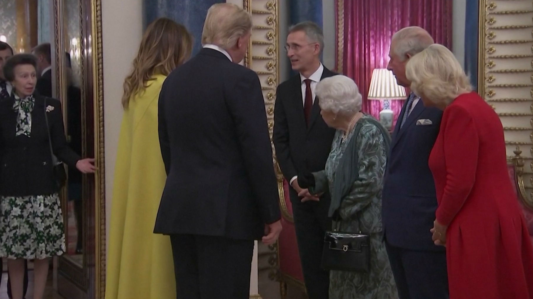 Princess Anne responded to Queen Elizabeth as the Trumps met members of the royal family. (Video / AP)