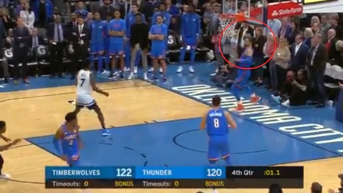 Steven Adams' huge assist to force overtime. Photo / Twitter/NBA