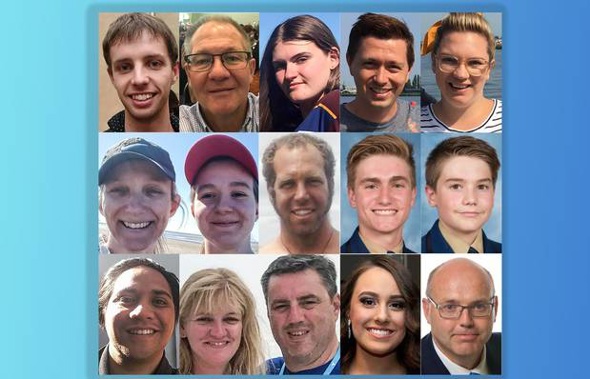 The faces of those confirmed to have died in or after the Whakaari / White Island eruption last Monday.