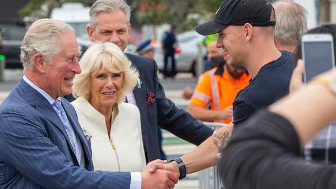 Prince Charles and Camilla during their visit. (Photo / Pool)