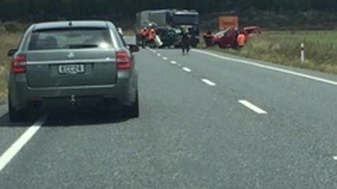 Two people died after a crash that happened at about 1.25pm on Monday on State Highway 5 near Rangitaiki School and Matea Rd. Photo / Supplied