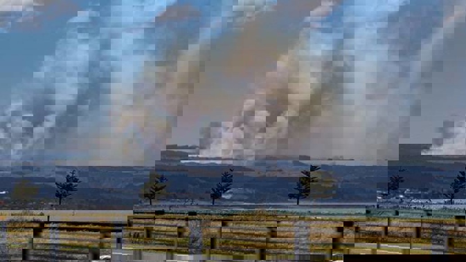 The view of the fire from SH2,north of Hawke's Bay Airport. Photo / Warren Buckland