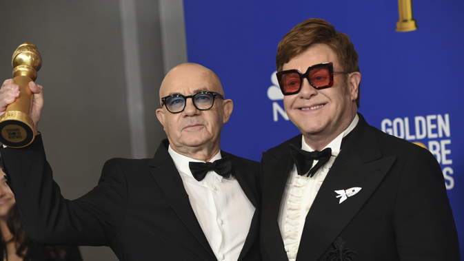 Bernie Taupin and Elton John won a Golden Globe for Best Original Song. (Photo / AP)