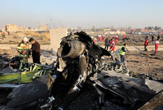 Debris at the scene where a Ukrainian plane crashed in Shahedshahr southwest of the capital Tehran, Iran. Photo / AP